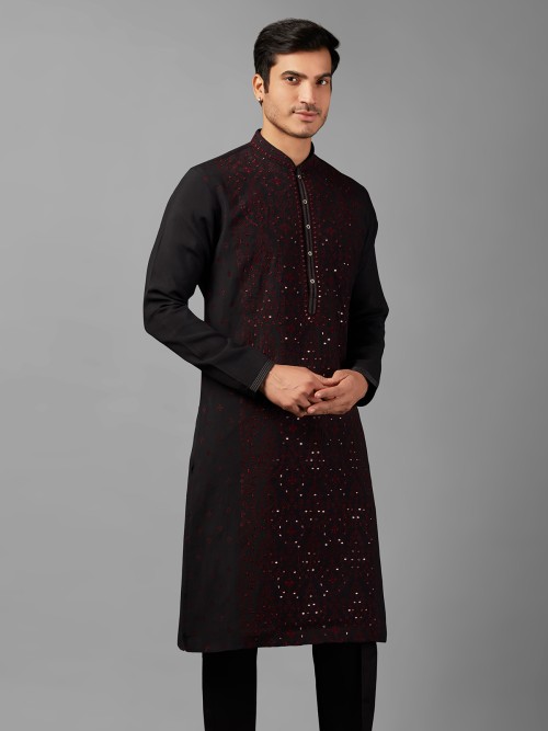 Stunning black silk kurta suit