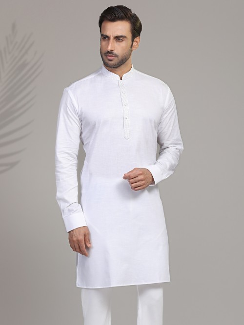 Cotton white kurta for mens - G3-MSP0555 | G3fashion.com