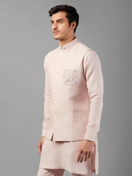 Attractive light pink linen waistcoat set