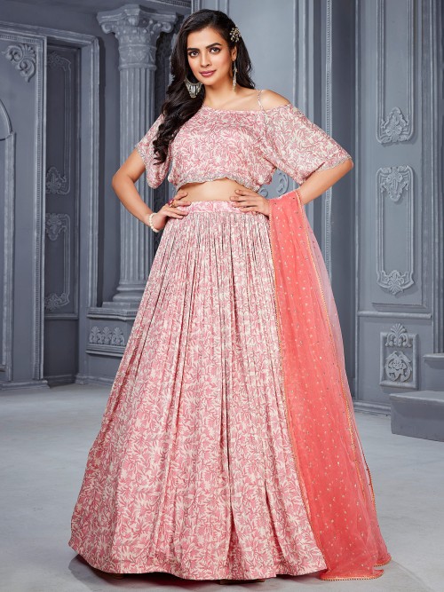 Classic off white printed silk lehenga choli - G3-WLC14511 | G3nxt.com