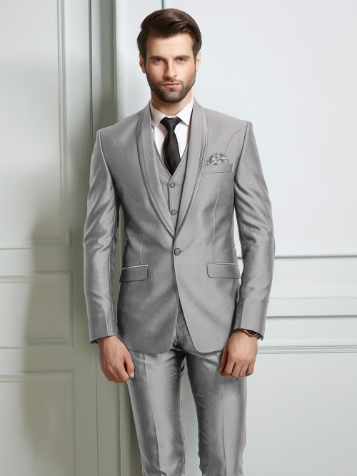 Grey Terry Rayon Coat Suit for Parties