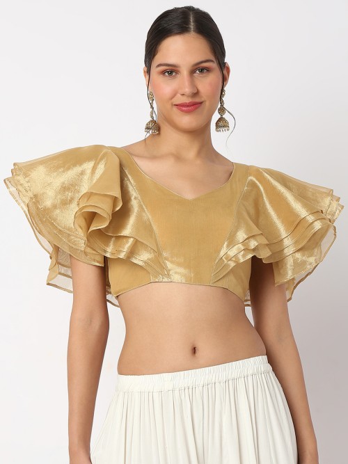 Newest gold organza blouse