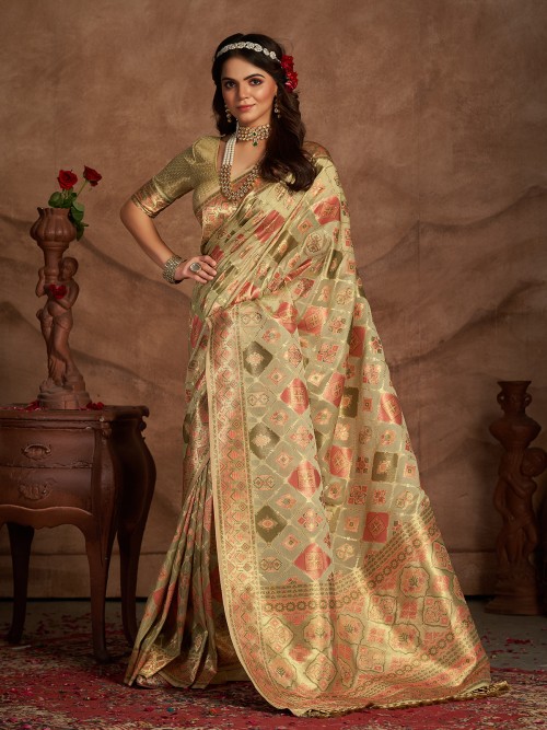 Pista Green Viscose Silk Saree With Designer Blouse – STORI