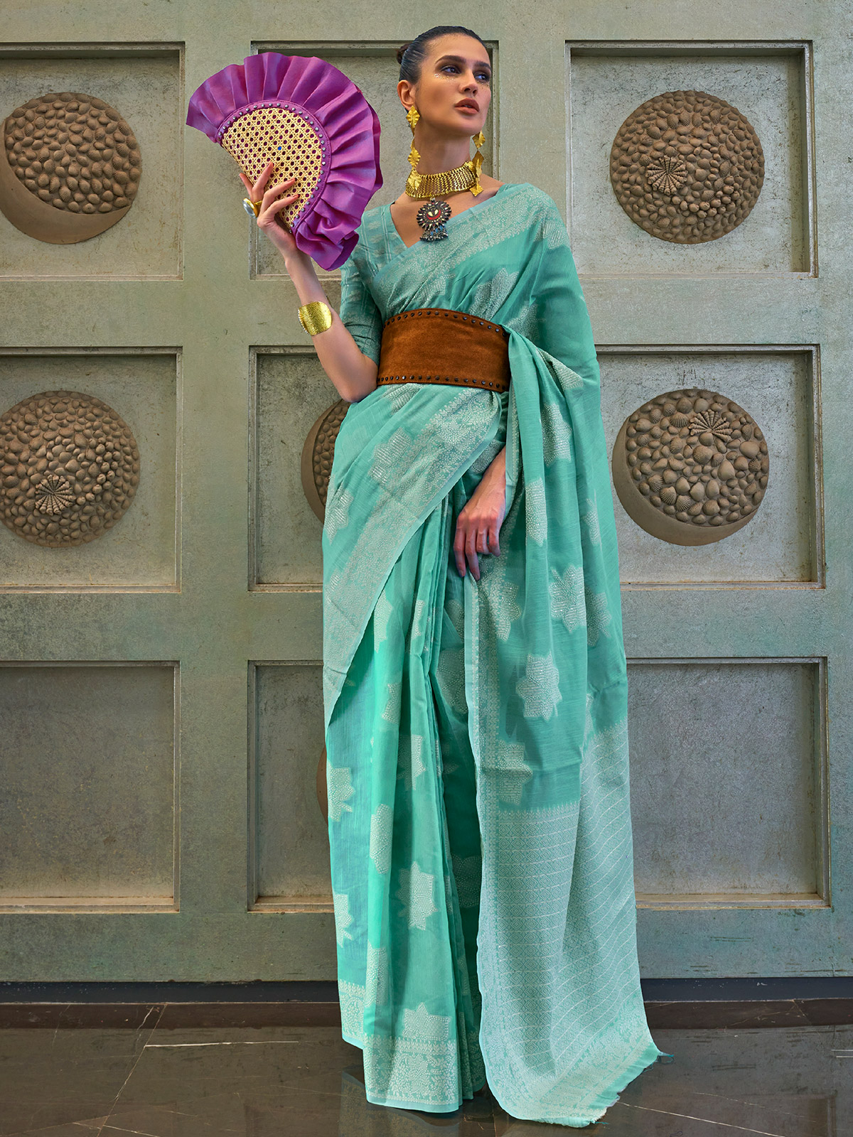 Mint Green Bridesmaid Wedding Reception Saree In Georgette SHARY9402 –  ShreeFashionWear