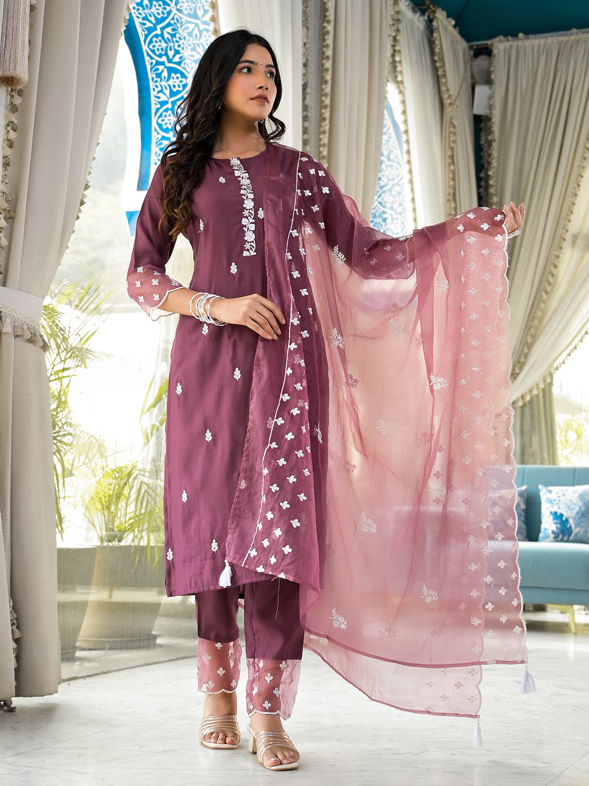 Embroidered Partywear Kurti Set For Online Shopping - Ethnic Race