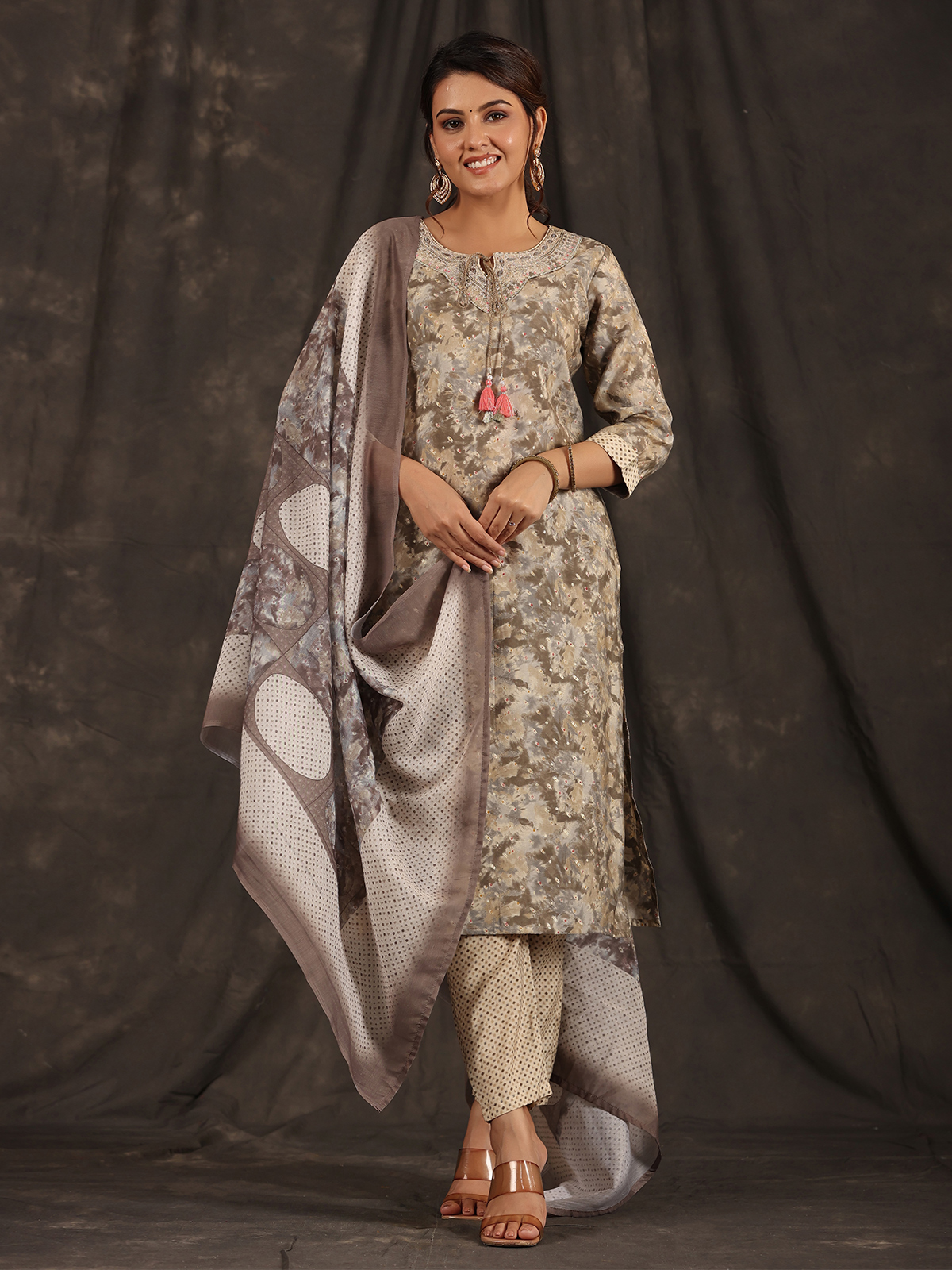 Buy Grey Printed Silk Readymade Kurti online At Zeel Clothing