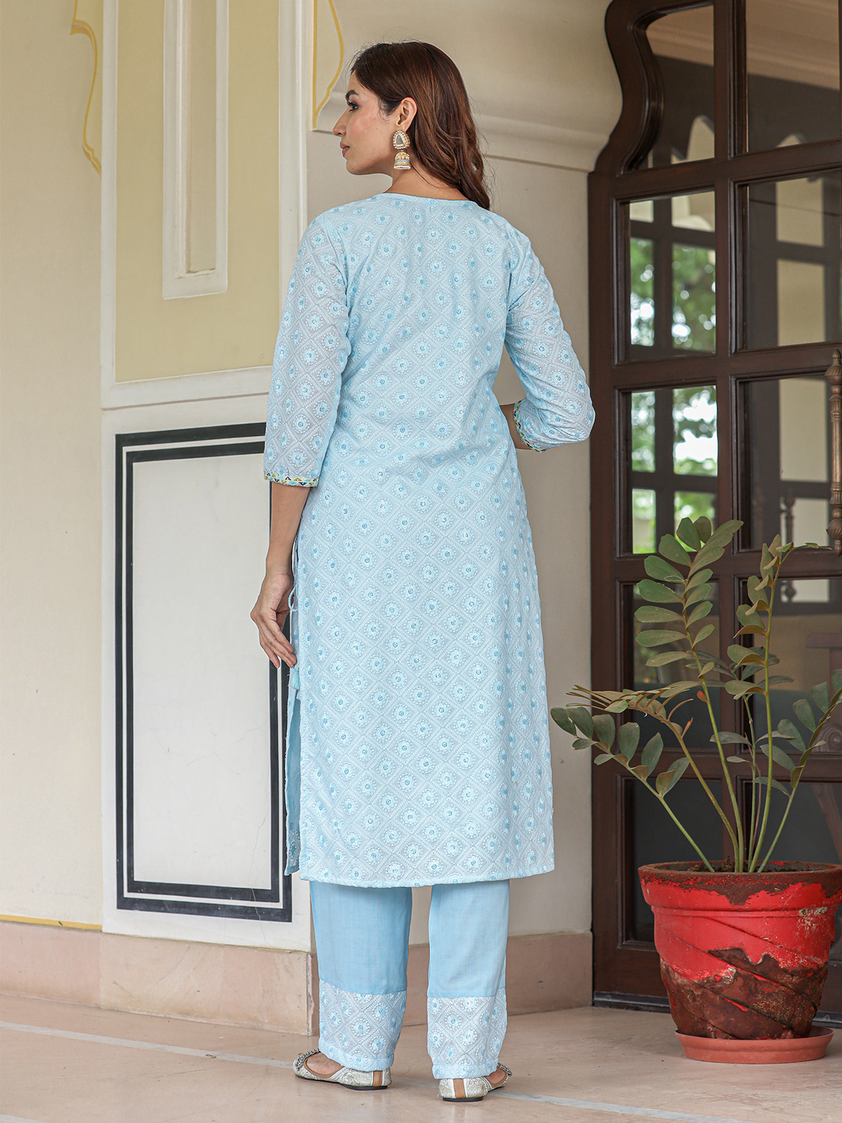 Buy Lucknowi Faux Georgette Straight Kurta and Palazzo With Matching Slip  Women, White Lucknowi Kurtis & Sharara Women, Chikan Embroidered Suit  Online in India - Etsy