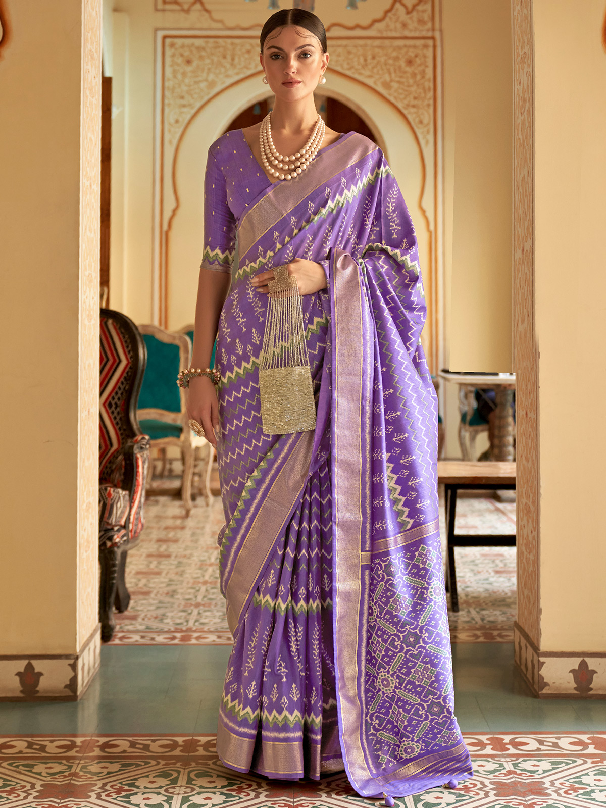 Embroidered Silk Lavender Saree|SARV151233