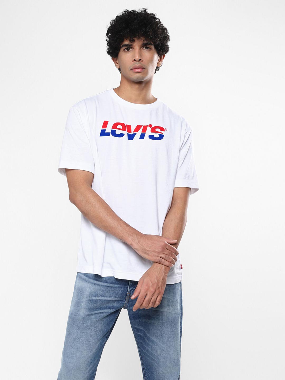 levis white round neck t shirt