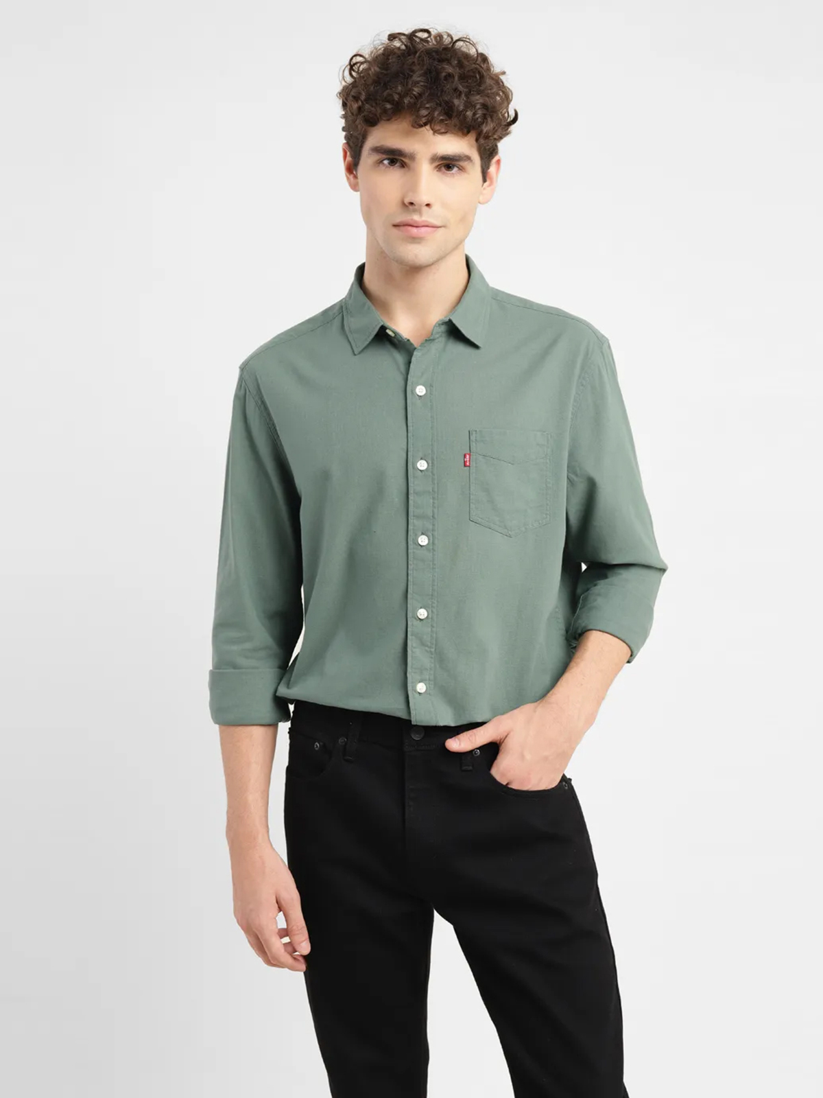 LEVIS sage green plain shirt-G3-MCS13151