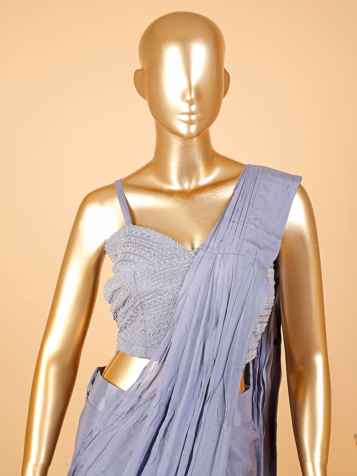 Light blue plain saree shapewear - G3-WSP00017 