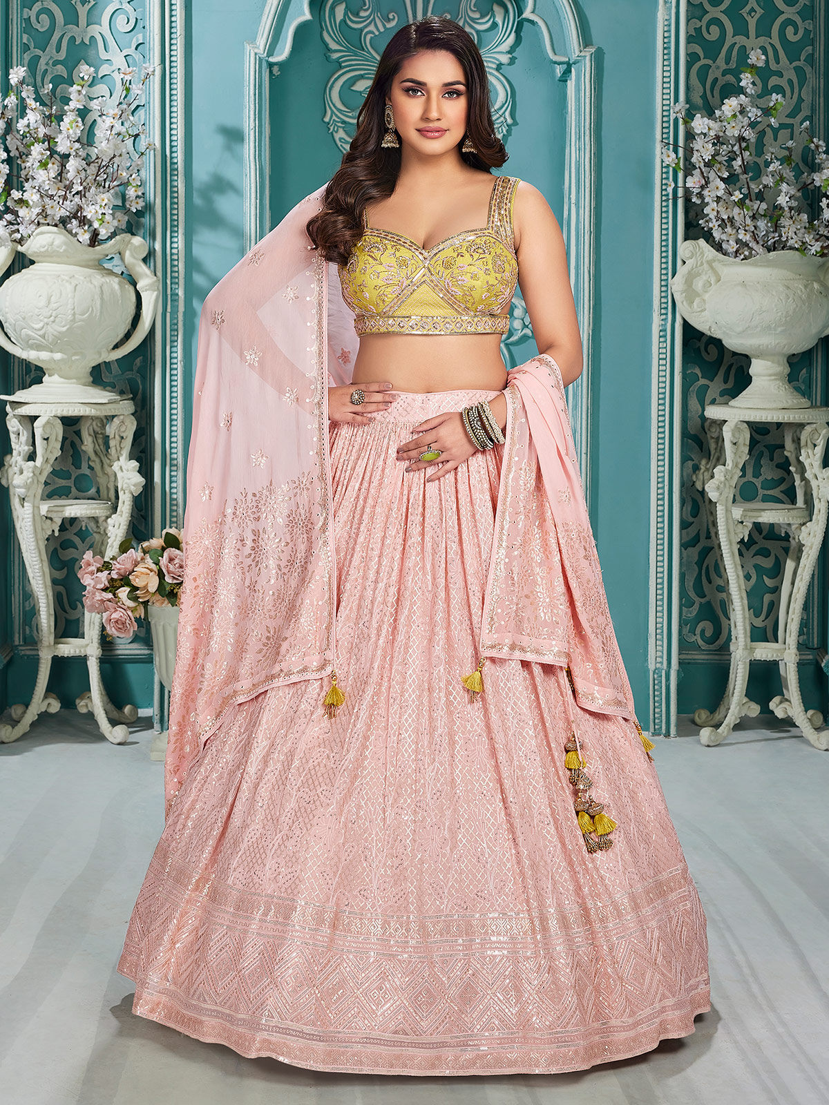 PURVAJA Woven Design Ready to Wear Lehenga & Unstitched Blouse With Dupatta  - Absolutely Desi