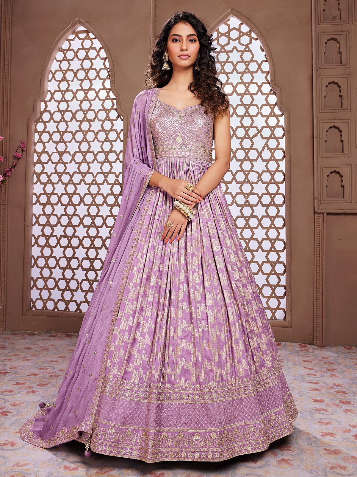 Silk Green Floor Length Semi-Stitched Anarkali Suit at Rs 3300 in Mumbai