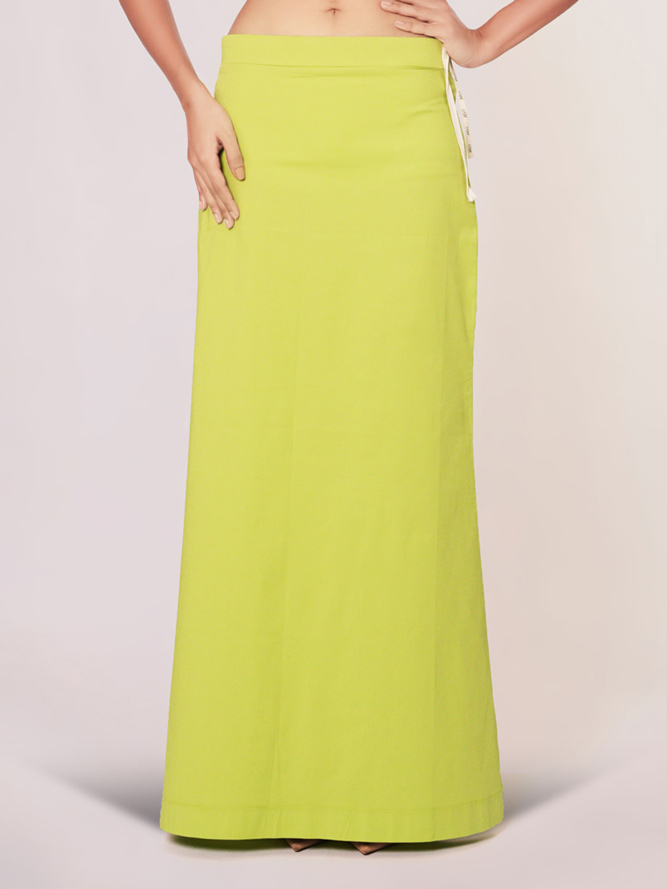 Lime green lycra cotton saree shapewear - G3-WSP00037
