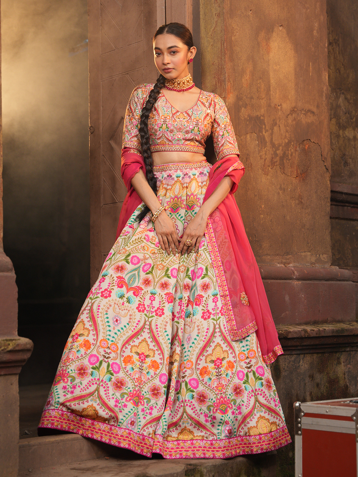 Shop Off White Net Embroidered Lehenga Choli with Dupatta at best offer at  our Lehenga Choli with Dupatta Store - Karmaplace