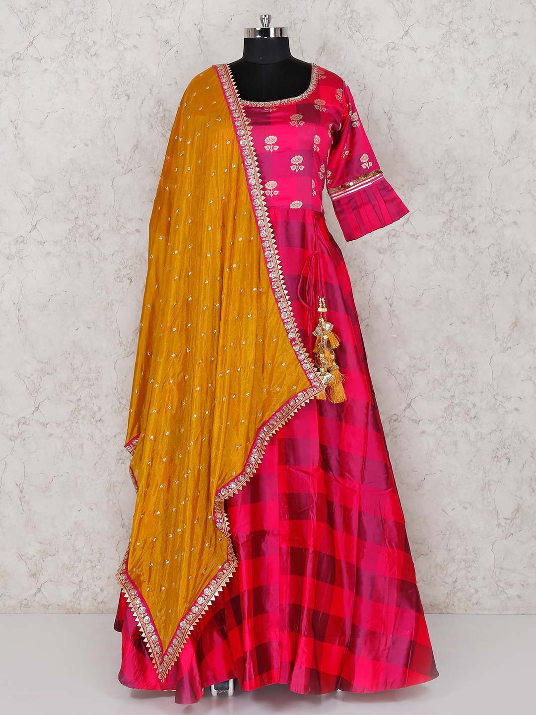 magenta anarkali suit