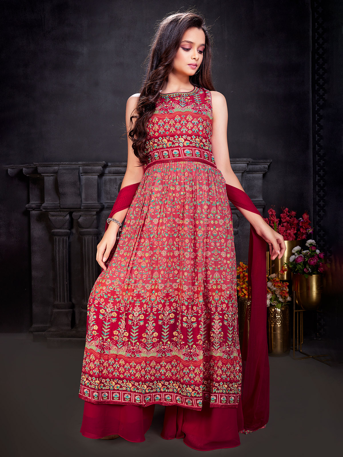Maroon palazzo suit outlet