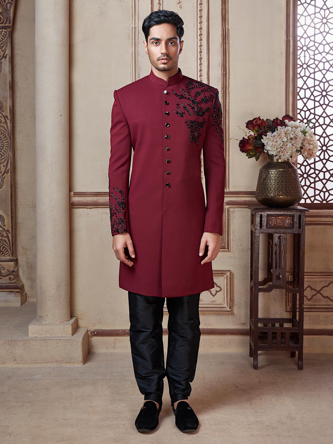 maroon indo western dress