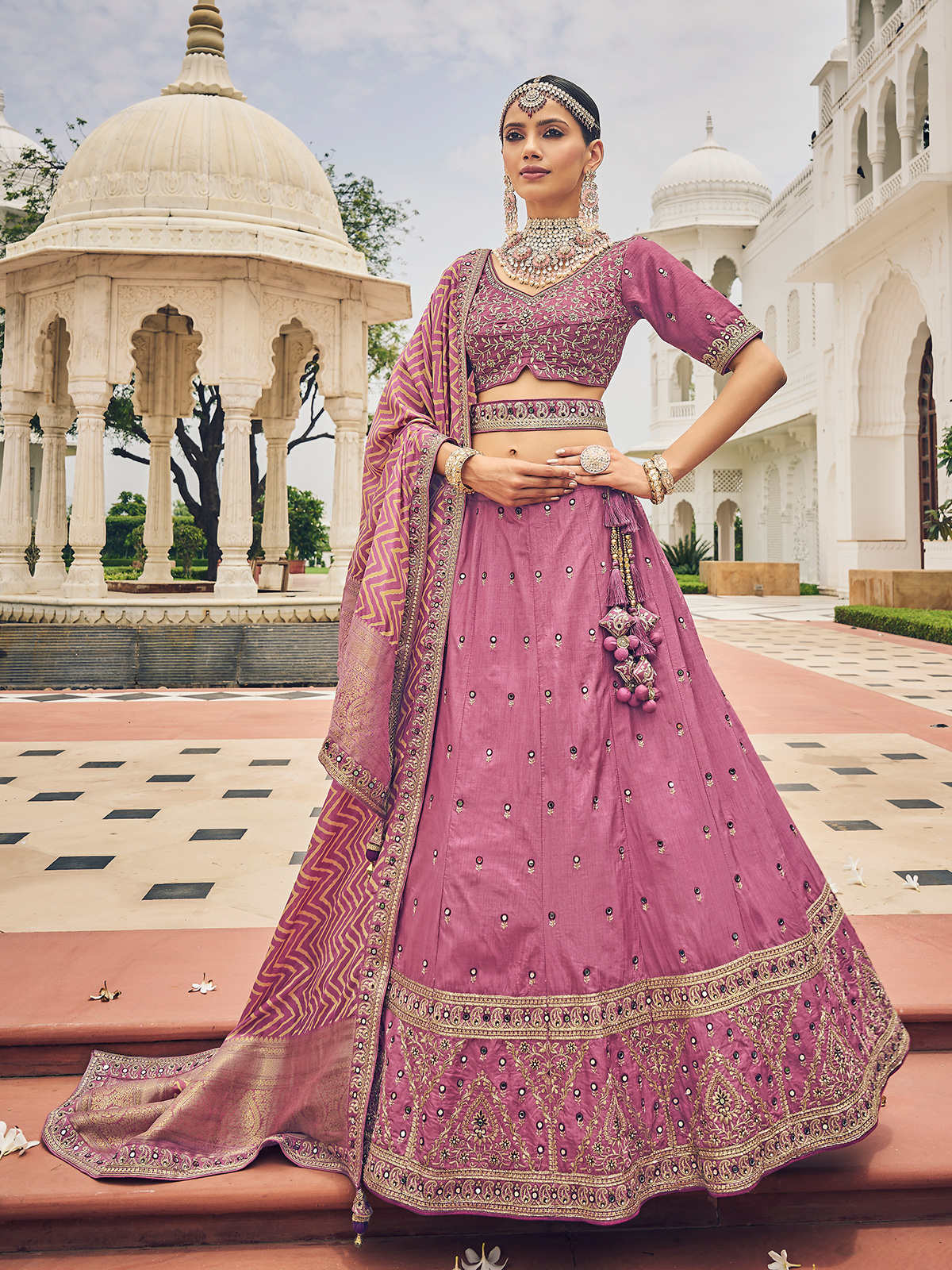 Net & Silk Embroidery Lehenga - L046J | Fabricoz USA