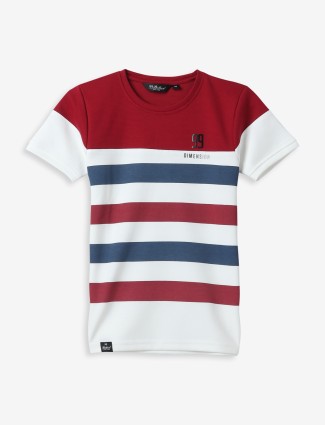 99 BALLOON white and maroon stripe t-shirt