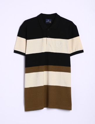 Allen Solly beige and black stripe t shirt