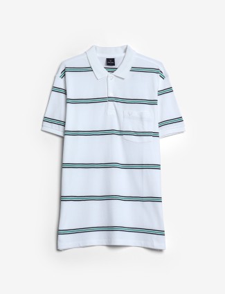Allen Solly cotton white t shirt in stripe
