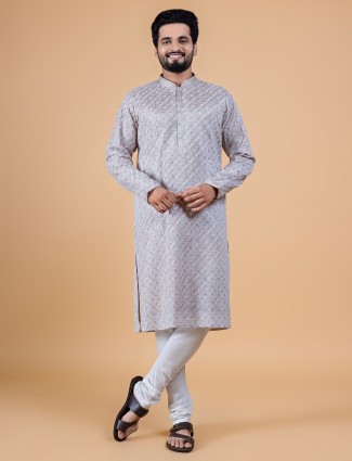 Amazing grey silk kurta suit