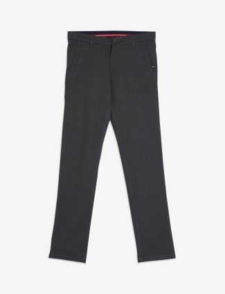 Arrow charcoal grey cotton solid trouser