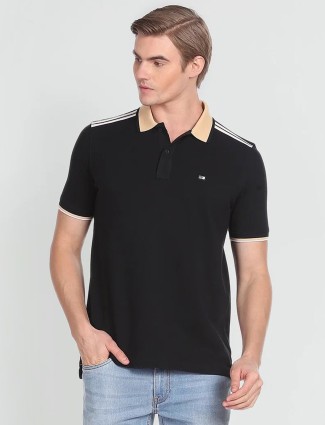 Arrow plain black cotton t shirt