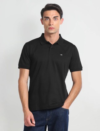 ARROW SPORT black plain polo t-shirt