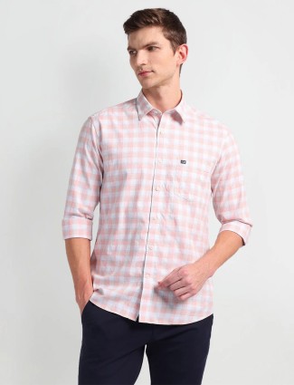 ARROW SPORT light pink checks shirt