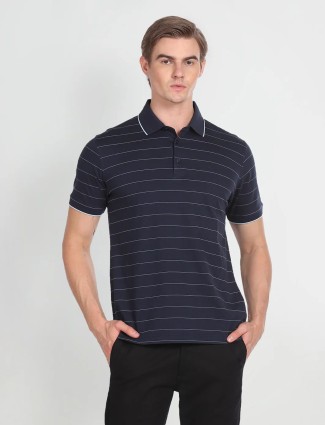 Arrow stripe cotton navy t shirt