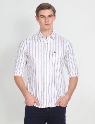 Arrow white cotton stripe shirt