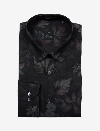 AVEGA black cotton printed full sleeve shirt