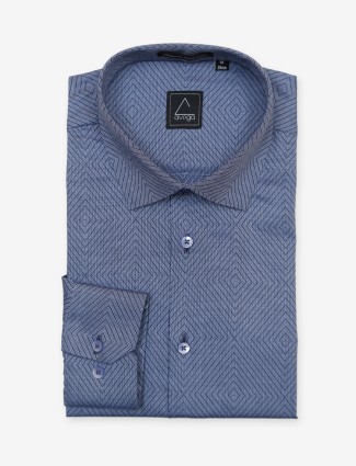 Avega blue textured cotton shirt