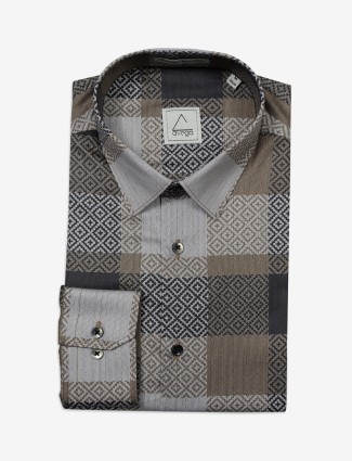 AVEGA grey cotton printed full sleeves shirt