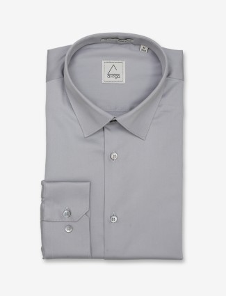 Avega light grey plain cotton shirt