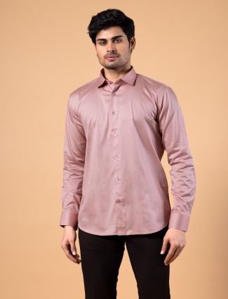 Avega pink plain cotton full sleeves shirt