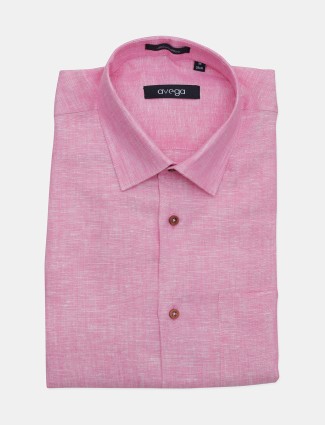 Avega pink solid pattern linen shirt
