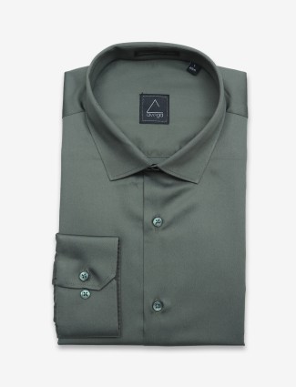 Avega plain dark green cotton shirt