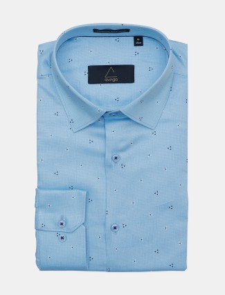 Avega printed baby blue formal shirt for men