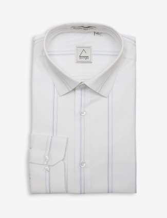 Avega stripe full sleeve shirt in white
