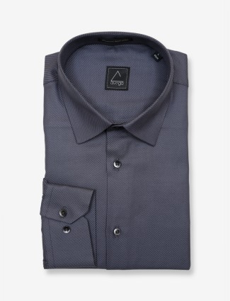 Avega textured dark grey full sleeve shirt