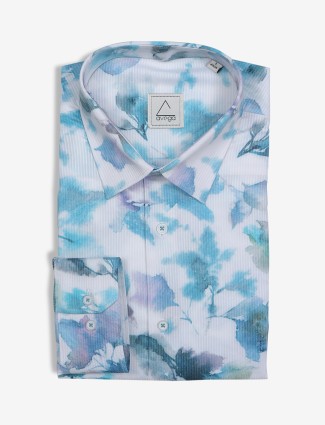 Avega white and blue party wear prined shirt