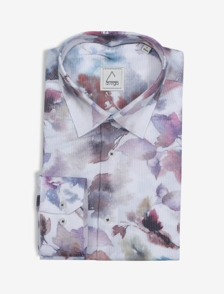 Avega white and pink printed cotton shirt