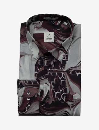 AVEGA wine cotton printed shirt