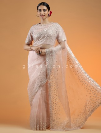 Baby pink fabulous saree for wedding look