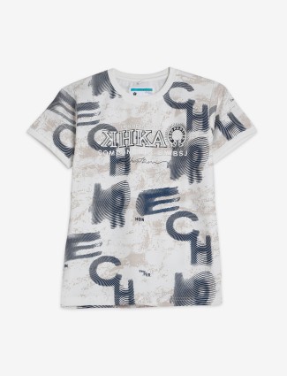 Bambini off white and blue printed t-shirt