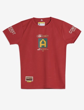 BAMBINI red printed cotton casual t-shirt