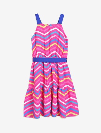 BARBIE pink and blue zig zag frock
